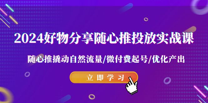 2024好物分享随心推投放实战课 随心推撬动自然流量/微付费起号/优化产出-桐创网