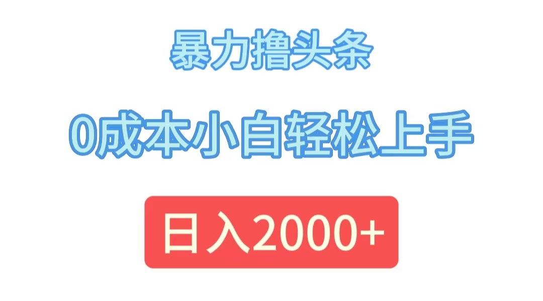 （12068期）暴力撸头条，0成本小白轻松上手，日入2000+-桐创网