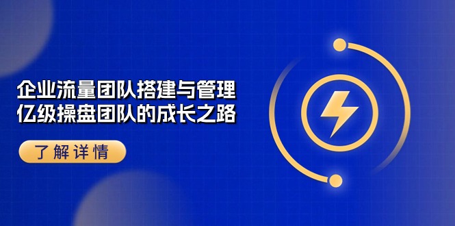 （10837期）企业 流量团队-搭建与管理，亿级 操盘团队的成长之路（28节课）-桐创网