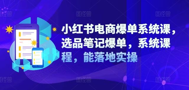 小红书电商爆单系统课，选品笔记爆单，系统课程，能落地实操-桐创网