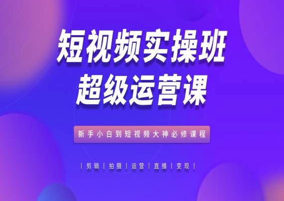 短视频实操班超级运营课，新手小白到短视频大神必修课程-桐创网