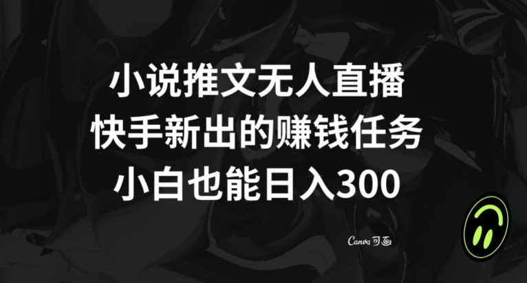 小说推文无人直播，快手新出的赚钱任务，小白也能日入300+【揭秘】-桐创网