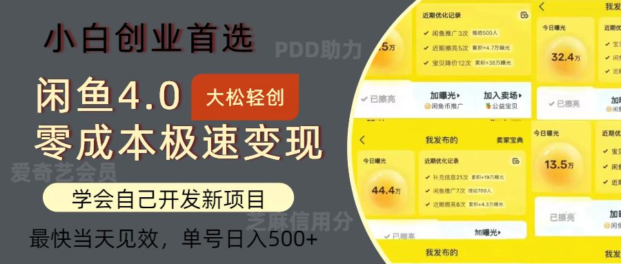 （12434期）闲鱼0成本极速变现项目，多种变现方式 单号日入500+最新玩法-桐创网