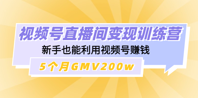 （4468期）视频号直播间变现训练营：新手也能利用视频号赚钱，5个月GMV200w-桐创网