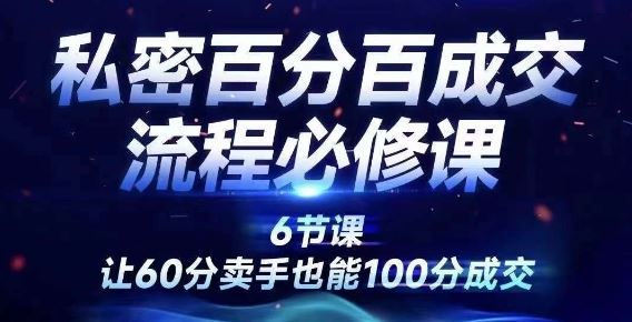 私密百分百成交流程线上训练营，绝对成交，让60分卖手也能100分成交-桐创网