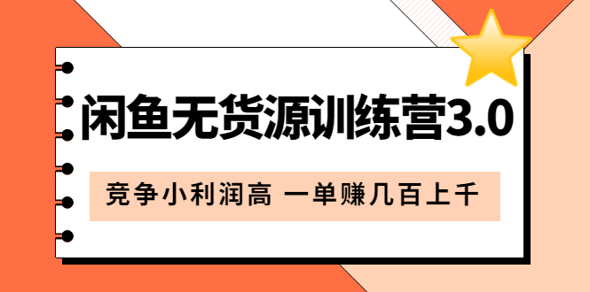 （5828期）闲鱼无货源训练营3.0：竞争小利润高 一单赚几百上千（教程+手册）第3次更新-桐创网