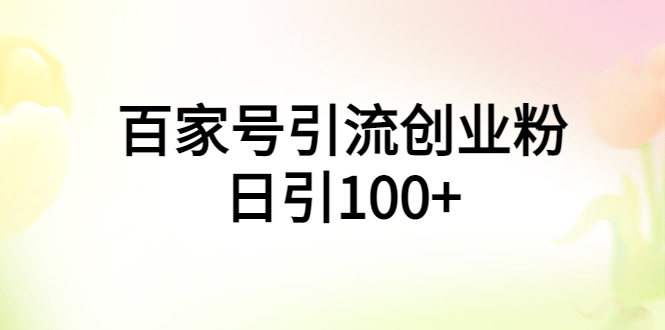 （5994期）百家号引流创业粉日引100+有手机电脑就可以操作！-桐创网