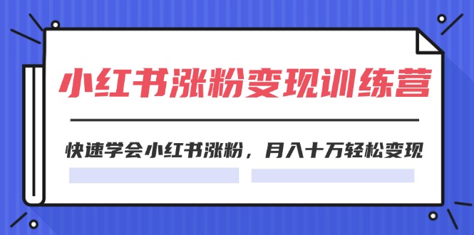 （11762期）2024小红书涨粉变现训练营，快速学会小红书涨粉，月入十万轻松变现(40节)-桐创网