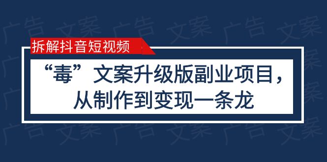 （6123期）拆解抖音短视频：“毒”文案升级版副业项目，从制作到变现（教程+素材）-桐创网