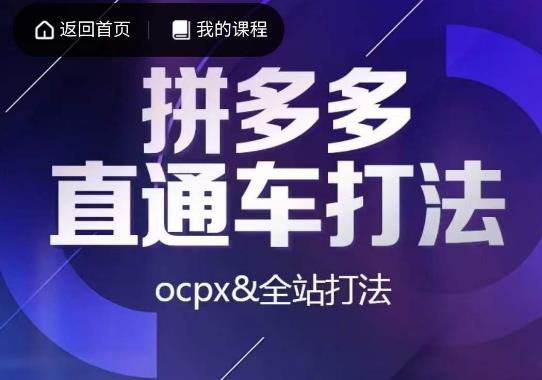 互力·拼多多直通车打法，ocpx&全站打法-桐创网