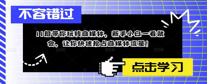 11招带你玩转自媒体，新手小白一看就会，让你快速抢占自媒体流量！-桐创网