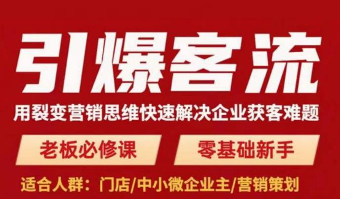 引爆客流，用裂变营销思维快速解决企业获客难题，老板必修课，零基础新手-桐创网