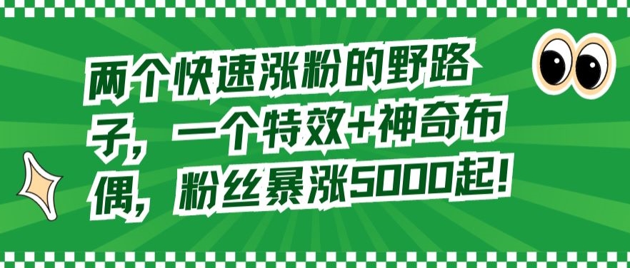 两个快速涨粉的野路子，一个特效+神奇布偶，粉丝暴涨5000起-桐创网