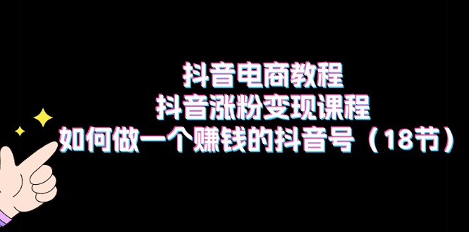 （11436期）抖音电商教程：抖音涨粉变现课程：如何做一个赚钱的抖音号（18节）-桐创网