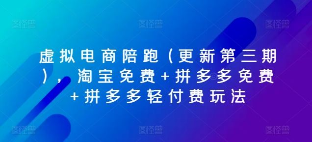 虚拟电商陪跑(更新第三期)，淘宝免费+拼多多免费+拼多多轻付费玩法-桐创网