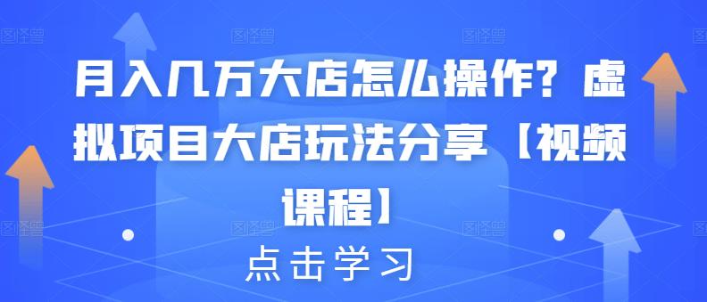 月入几万大店怎么操作？虚拟项目大店玩法分享【视频课程】-桐创网