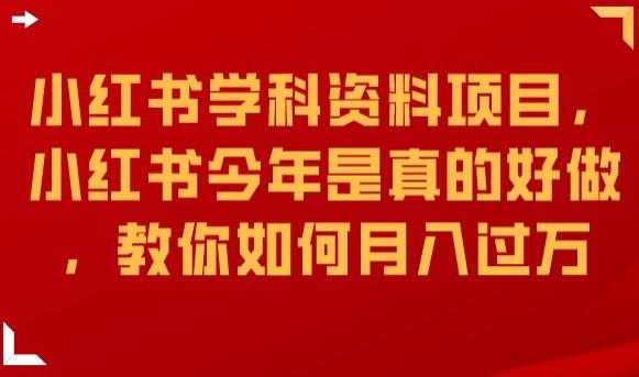 小红书学科资料项目，小红书今年是真的好做，教你如何月入过万【揭秘】-桐创网