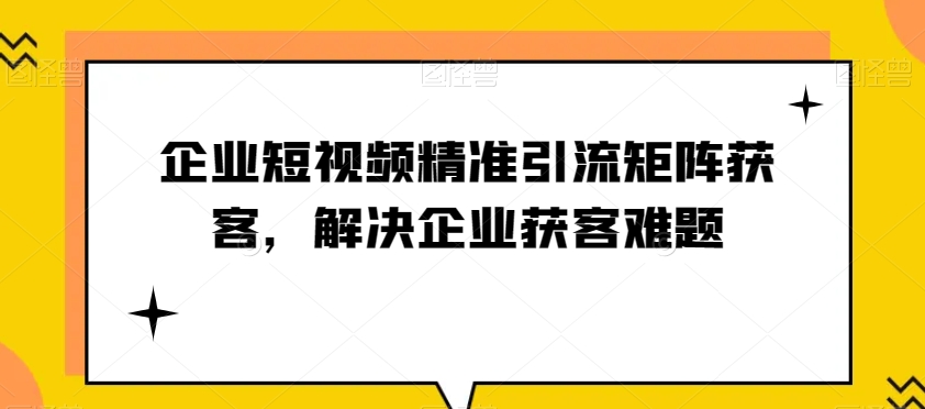 企业短视频精准引流矩阵获客，解决企业获客难题-桐创网