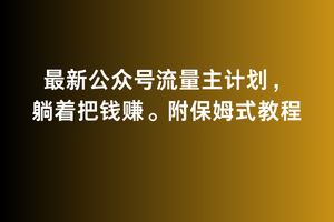 2月最新公众号流量主计划，躺着把钱赚，附保姆式教程【揭秘】-桐创网