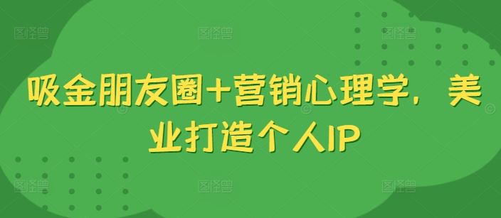 吸金朋友圈+营销心理学，美业打造个人IP-桐创网