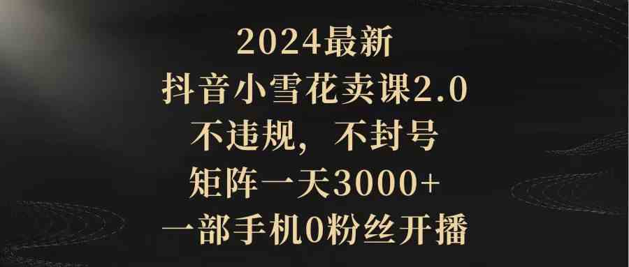 （9639期）2024最新抖音小雪花卖课2.0 不违规 不封号 矩阵一天3000+一部手机0粉丝开播-桐创网