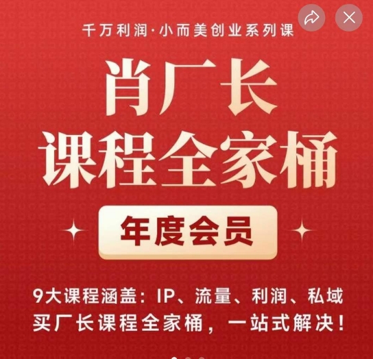 肖厂长课程全家桶，​9大课程涵盖:IP、流量、利润、私域、买厂长课程全家桶，一站式解决！-桐创网