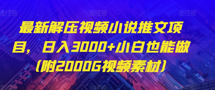 最新解压视频小说推文项目，日入3000+小白也能做（附2000G视频素材）【揭秘】-桐创网