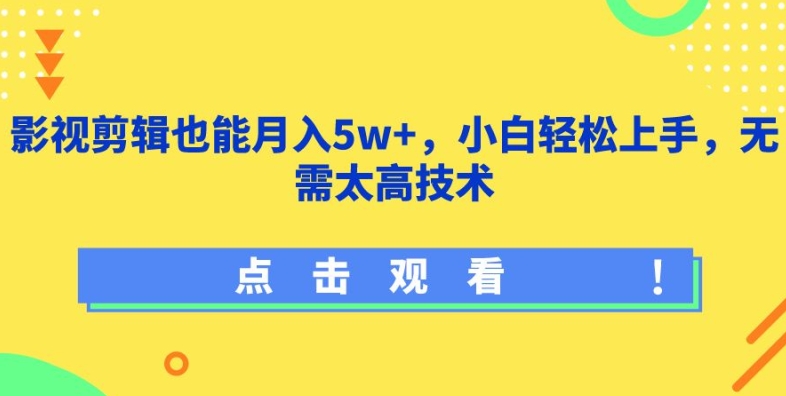 影视剪辑也能月入5w+，小白轻松上手，无需太高技术-桐创网