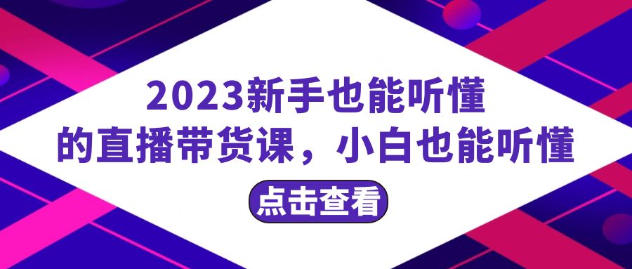 （8046期）2023新手也能听懂的直播带货课，小白也能听懂，20节完整-桐创网