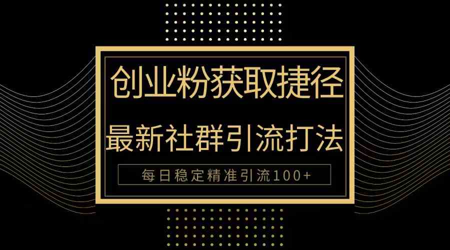 （10040期）创业粉捷径！最新被动引流方法大揭秘，实现每日100+精准引流-桐创网