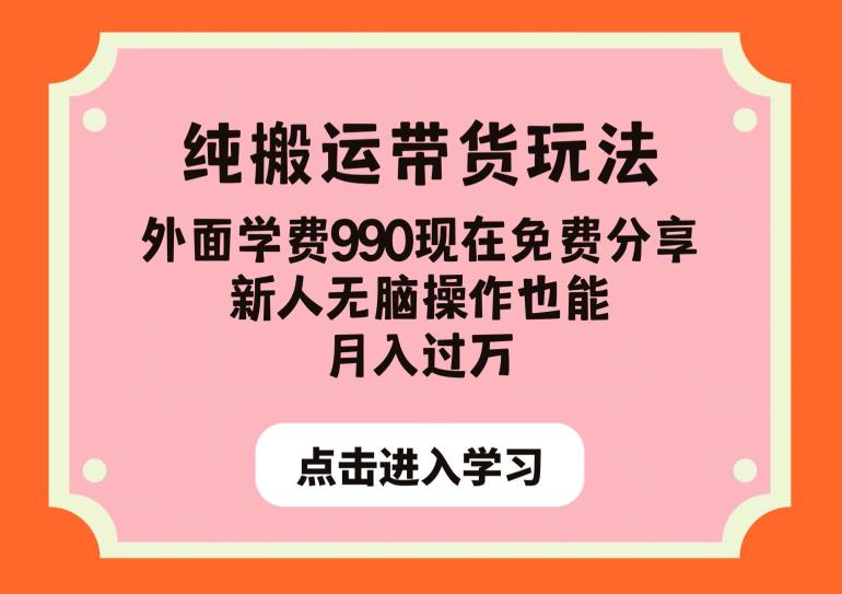 纯搬运带货玩法，外面学费990现在免费分享，新人无脑操作也能月入过万【揭秘】-桐创网