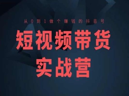 短视频带货实战营(高阶课)，从0到1做个赚钱的抖音号-桐创网