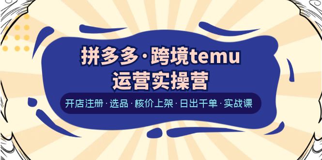 （6319期）拼多多·跨境temu运营实操营：开店注册·选品·核价上架·日出千单·实战课-桐创网