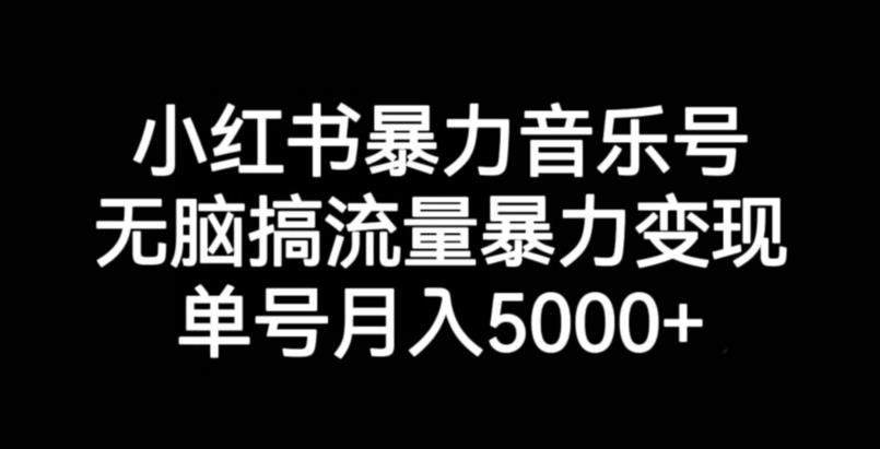 小红书暴力音乐号，无脑搞流量暴力变现，单号月入5000+-桐创网