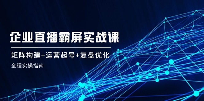 （12338期）企 业 直 播 霸 屏实战课：矩阵构建+运营起号+复盘优化，全程实操指南-桐创网