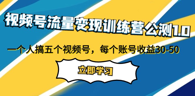 视频号流量变现训练营公测1.0：一个人搞五个视频号，每个账号收益30-50-桐创网