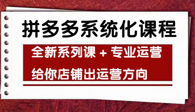 （4259期）车神陪跑，拼多多系统化课程，全新系列课+专业运营给你店铺出运营方向-桐创网