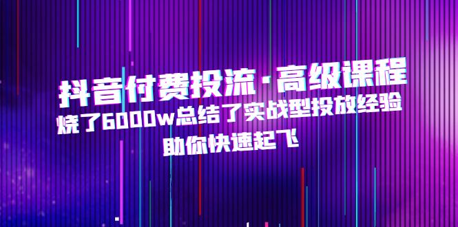 （4928期）抖音付费投流·高级课程，烧了6000w总结了实战型投放经验，助你快速起飞-桐创网