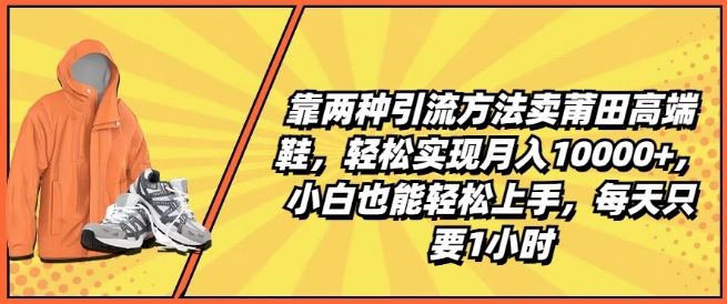 靠两种引流方法卖莆田高端鞋，轻松实现月入1W+，小白也能轻松上手，每天只要1小时【揭秘】-桐创网