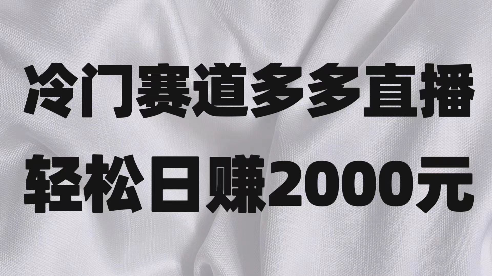 冷门赛道拼多多直播项目，简单念稿子，日收益2000＋-桐创网