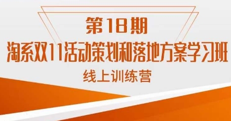 南掌柜·淘系双11活动策划和落地方案线上课18期-桐创网