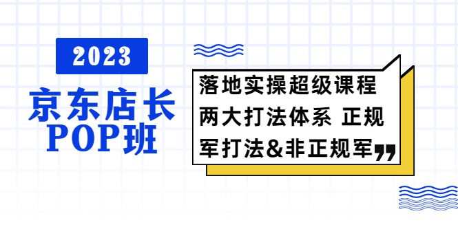 （5699期）2023京东店长·POP班 落地实操超级课程 两大打法体系 正规军&非正规军-桐创网