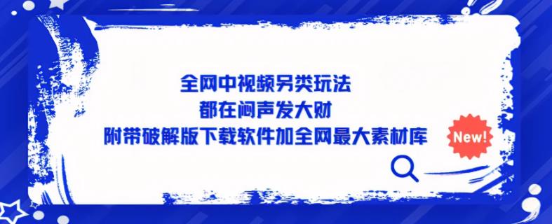 全网中视频另类玩法，都在闷声发大财，附带破解版下载软件加全网最大素材库-桐创网