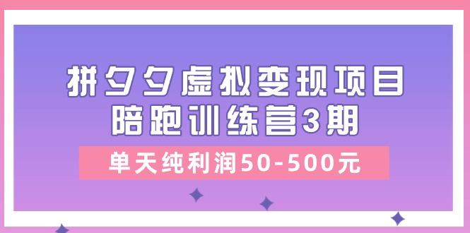 黄岛主《拼夕夕虚拟变现项目陪跑训练营3期》单天纯利润50-500元-桐创网