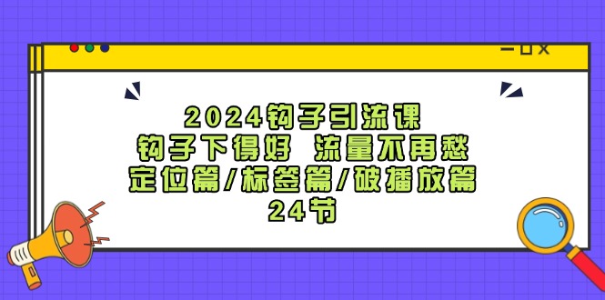 2024钩子引流课：钩子下得好流量不再愁，定位篇/标签篇/破播放篇/24节-桐创网