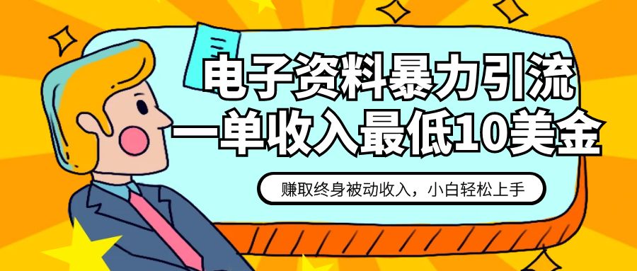 电子资料暴力引流，一单最低10美金，赚取终身被动收入，保姆级教程-桐创网