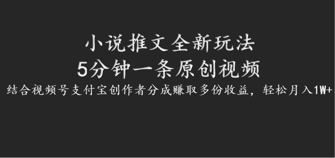 小说推文全新玩法，5分钟一条原创视频，结合视频号支付宝创作者分成赚取多份收益-桐创网