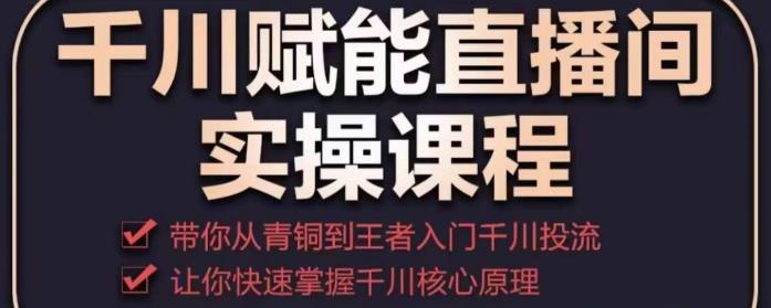 千川赋能直播间实操课程，带你从青铜到王者的入门千川投流，让你快速掌握千川核心原理-桐创网