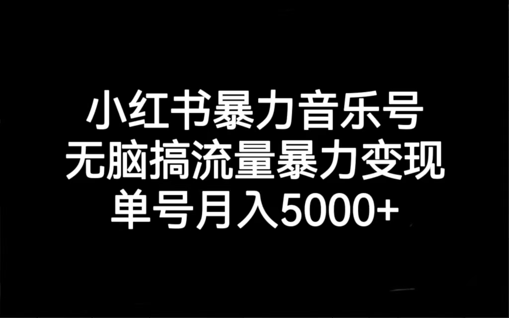 （7153期）小红书暴力音乐号，无脑搞流量暴力变现，单号月入5000+-桐创网