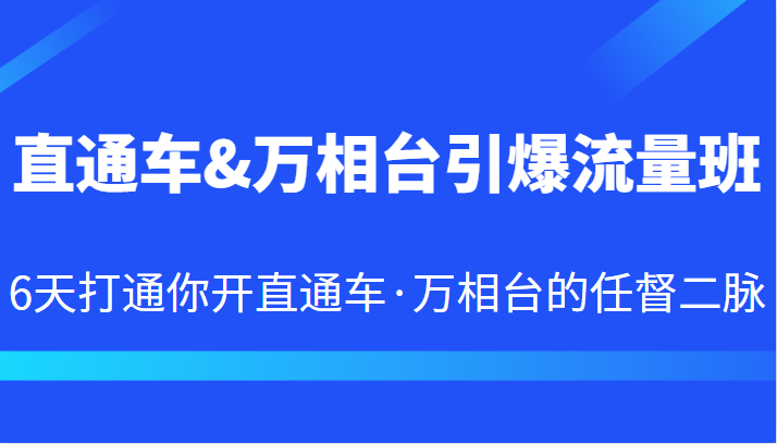 直通车&万相台引爆流量班 6天打通你开直通车·万相台的任督二脉-桐创网